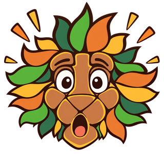 The Dutch-Smart mascot, a lion head looking surprised